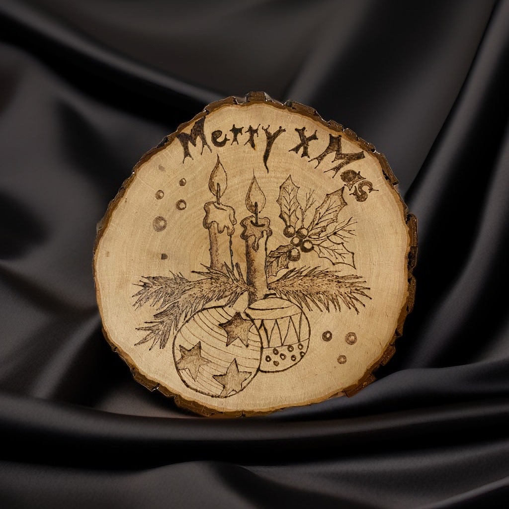 Yin Yang als Pyrographie