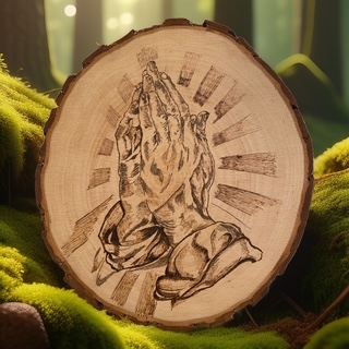 Vaterunser auf Holz als Pyrographie