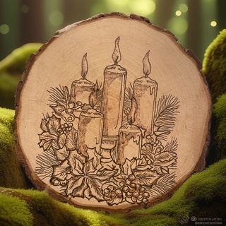 Adventskerzen als Pyrographie