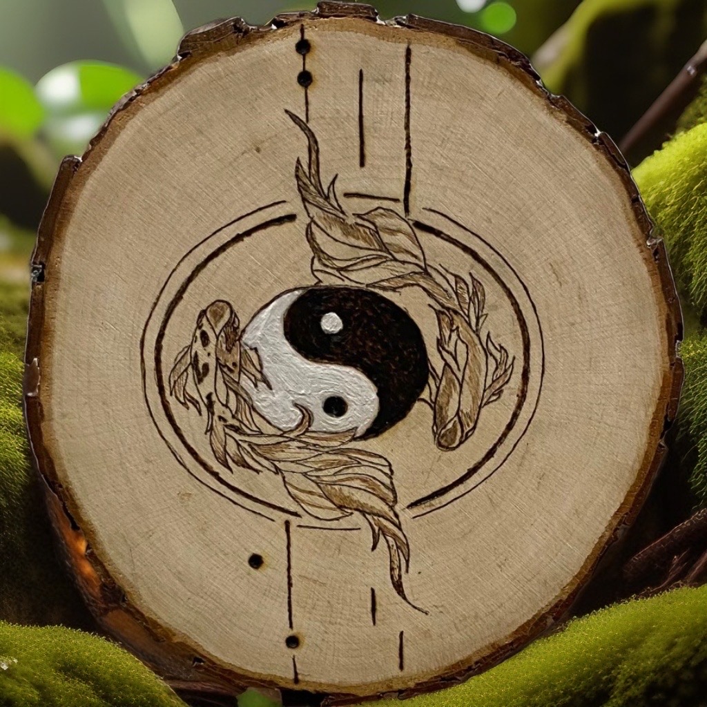Pyrographie auf Holzscheibe